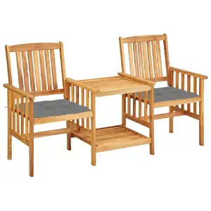 vidaXL Chaises de jardin avec table à thé et coussins Acacia solide pas cher