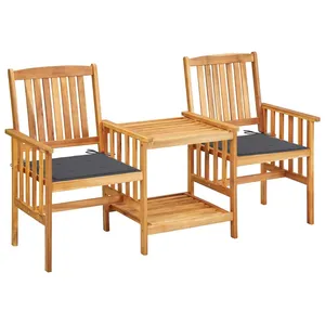 Comparateur de prix : vidaXL Chaises de jardin avec table à thé et coussins Acacia solide