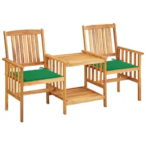 Comparateur de prix : vidaXL Chaises de jardin avec table à thé et coussins Acacia solide