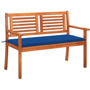 vidaXL Banc de jardin 2 places avec coussin 120 cm Bois d'eucalyptus pas cher