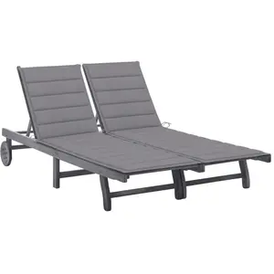 Comparateur de prix : vidaXL Chaise longue de jardin 2 places avec coussin Gris Acacia