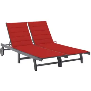 Comparateur de prix : vidaXL Chaise longue de jardin 2 places avec coussin Gris Acacia