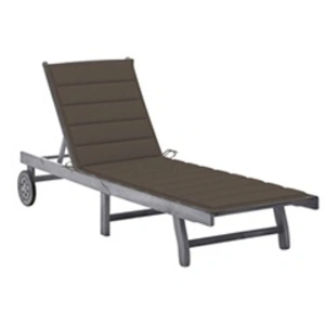 vidaXL Chaise longue de jardin avec coussin Gris Bois d'acacia solide pas cher