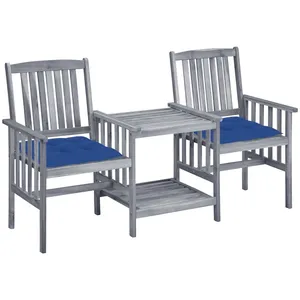 vidaXL Chaises de jardin avec table à thé et coussins Acacia solide pas cher
