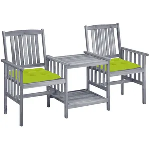 vidaXL Chaises de jardin avec table à thé et coussins Acacia solide pas cher