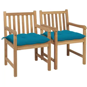 vidaXL Chaises de jardin avec table à thé et coussins Acacia solide
