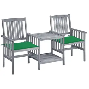 vidaXL Chaises de jardin avec table à thé et coussins Acacia solide pas cher