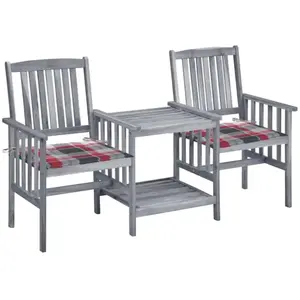 vidaXL Chaises de jardin avec table à thé et coussins Acacia solide pas cher