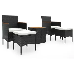 vidaXL Ensemble de bistro de jardin 5pcs Résine tressée et acacia Noir pas cher
