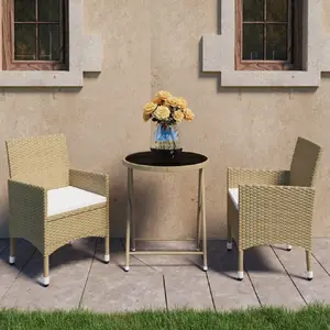 Comparateur de prix : vidaXL Ensemble de bistro 3 pcs Résine tressée et verre trempé Beige