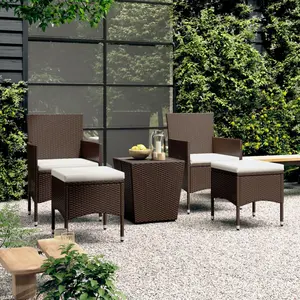 Comparateur de prix : vidaXL Ensemble de bistro 5 pcs Résine tressée et verre trempé Marron