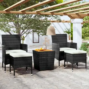 vidaXL Ensemble de bistro de jardin 5pcs Résine tressée et acacia Noir pas cher