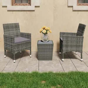 Comparateur de prix : vidaXL Ensemble de bistro 3 pcs Résine tressée et verre trempé Gris