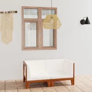 Comparateur de prix : vidaXL Canapé 2 places avec coussins blanc crème Bois d'acacia massif