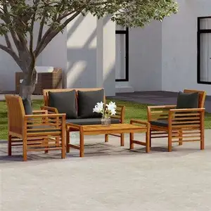 vidaXL Salon de jardin 4 pcs avec coussins Bois d'acacia solide pas cher