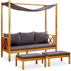 Comparateur de prix : vidaXL Banc de jardin avec table et repose-pieds Bois d'acacia solide