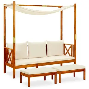 vidaXL Banc de jardin avec auvent et repose-pieds Bois d'acacia solide