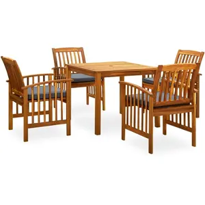 vidaXL Mobilier à dîner de jardin 5 pcs avec coussins Acacia solide pas cher