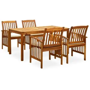 vidaXL Mobilier à dîner de jardin 5 pcs avec coussins Acacia solide pas cher