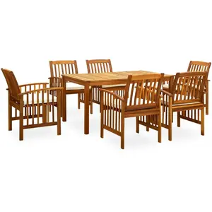 vidaXL Mobilier à dîner de jardin 7 pcs avec coussins Acacia solide pas cher
