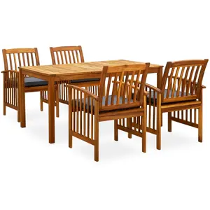 vidaXL Ensemble à manger de jardin 5 pcs avec coussins Acacia solide pas cher