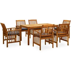 vidaXL Ensemble à manger de jardin 7 pcs avec coussins Acacia solide pas cher