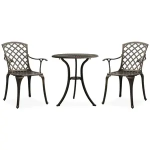 Comparateur de prix : vidaXL Ensemble de bistro 3 pcs Aluminium coulé Bronze