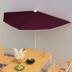 Comparateur de prix : vidaXL Demi-parasol de jardin avec mât 180x90 cm Rouge bordeaux