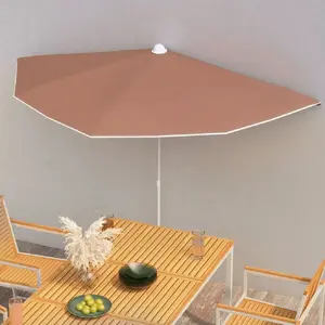 Comparateur de prix : vidaXL Demi-parasol de jardin avec mât 180x90 cm Terre cuite