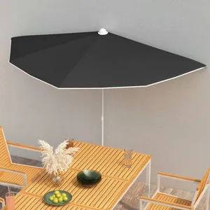 Comparateur de prix : vidaXL Demi-parasol de jardin avec mât 180x90 cm Noir