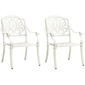 vidaXL Chaises de jardin 2 pcs Aluminium coulé Blanc pas cher