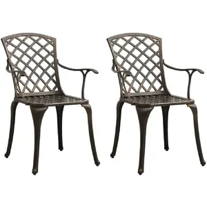 vidaXL Chaises de jardin 2 pcs Aluminium coulé Bronze pas cher