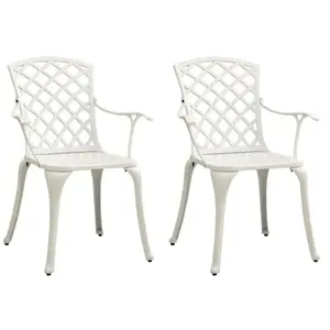 vidaXL Chaises de jardin 2 pcs Aluminium coulé Blanc pas cher