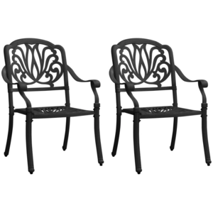 vidaXL Chaises de jardin 2 pcs Aluminium coulé Noir pas cher