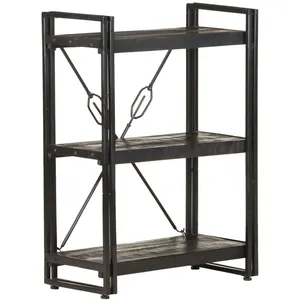 Comparateur de prix : Bibliothèque à 3 niveaux Noir 60x30x80 cm Bois de manguier Vidaxl Noir