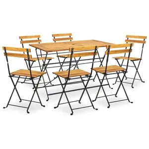 vidaXL Ensemble à manger d'extérieur pliable 7pcs Bois d'acacia solide pas cher