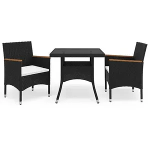 vidaXL Ensemble à manger de jardin 3 pcs Noir Résine tressée et acacia pas cher