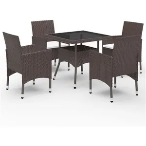 vidaXL Ensemble à manger de jardin 5pcs Marron Résine tressée et verre pas cher