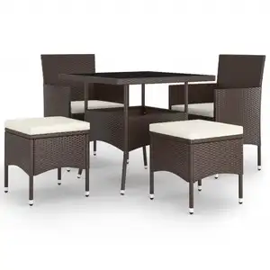 vidaXL Vidaxl Ensemble À Manger De Jardin 5pcs Résine Tressée Marron pas cher