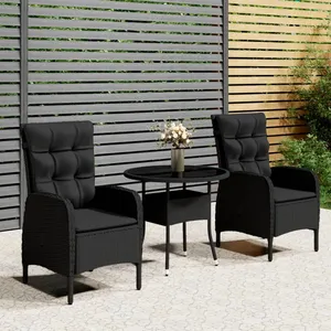 Comparateur de prix : vidaXL Vidaxl Ensemble De Bistro De Jardin 3 Pcs Résine Tressée Noir