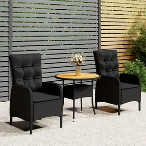 Comparateur de prix : vidaXL Vidaxl Ensemble De Bistro De Jardin 3 Pcs Résine Tressée Noir