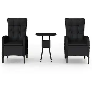 vidaXL Vidaxl Ensemble De Bistro De Jardin 3 Pcs Résine Tressée Noir pas cher
