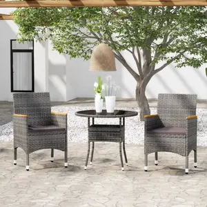 vidaXL Mobilier à dîner de jardin 3 pcs Résine tressée Gris pas cher