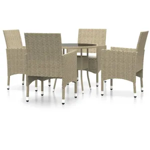 Comparateur de prix : vidaXL Ensemble à manger de jardin 5 pcs Résine tressée Beige