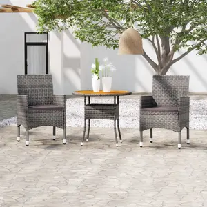 vidaXL Mobilier à dîner de jardin 3 pcs Résine tressée Gris pas cher
