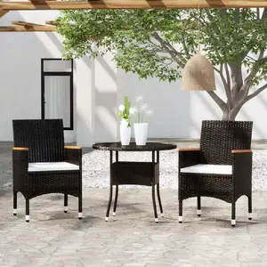 vidaXL Mobilier à dîner de jardin 3 pcs Résine tressée Noir pas cher