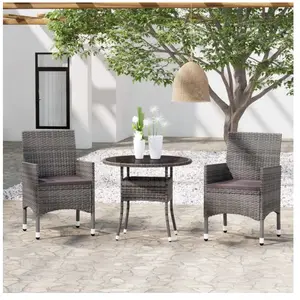 vidaXL Mobilier à dîner de jardin 3 pcs Résine tressée Gris pas cher