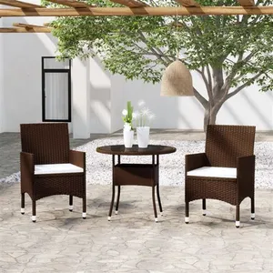 vidaXL Mobilier à dîner de jardin 3 pcs Résine tressée Marron pas cher