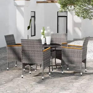 vidaXL Mobilier de salle à manger de jardin 5 pcs Résine tressée Gris pas cher