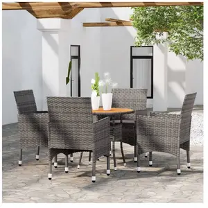 vidaXL Ensemble à manger de jardin 5 pcs Résine tressée Gris pas cher